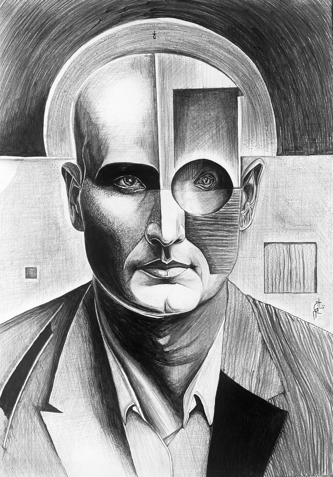 Bleeding graphite portrait